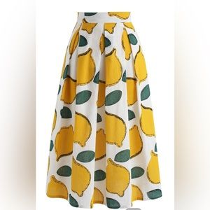 Summer Lemon A-Line Midi Skirt